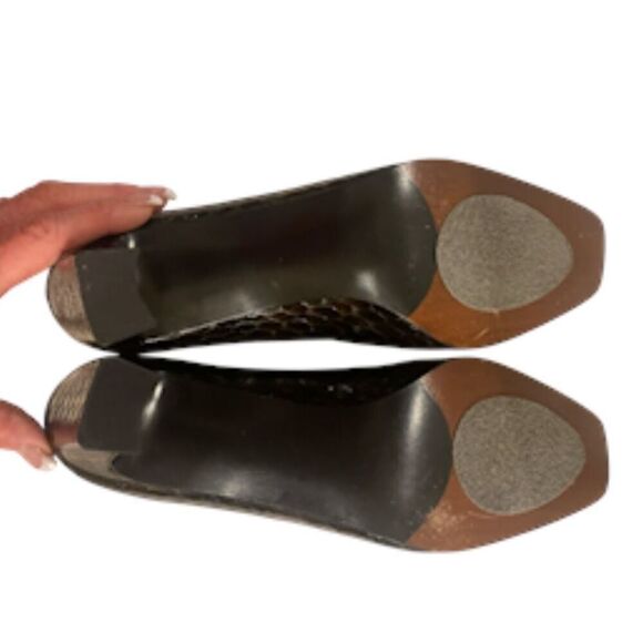 Stuart Weitzman Vintage Black Molorrus Patent Pumps Sz. 9 Snake Ptrn Box - Picture 6 of 8